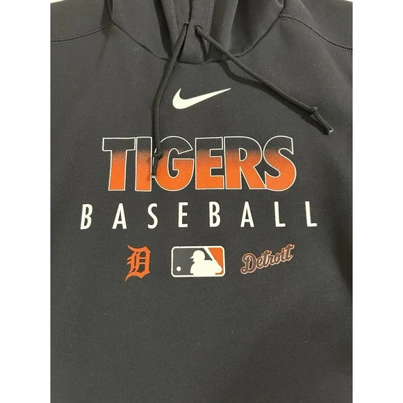 Detroit Tigers Nike DRI-FIT Hoodie Men Small Black MLB Baseball Sweatshirt Hoody - Picture 2 of 9